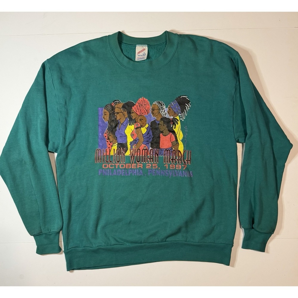 Vintage 90s Million Woman March Crewneck Sweatshirt 1997 Philadelphia USA Made